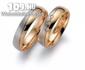 Karikagyűrű sárga és fehér arany briliáns csiszolású gyémánttal (női gyűrű kövekkel)